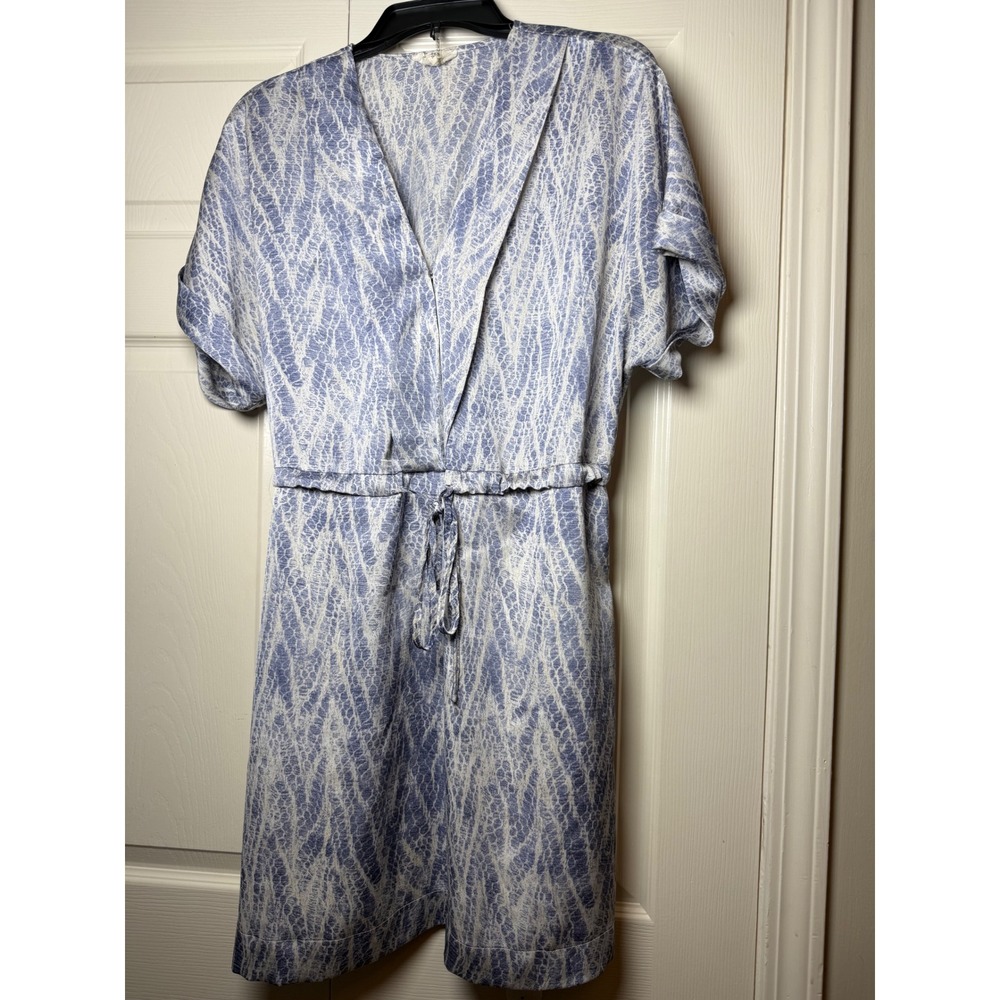 Enro‎ Womens Blue White Abstract Print V-Neck Drawstring Mini Dress M